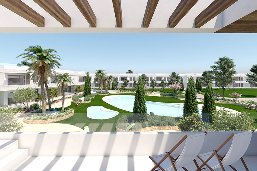 Villa Amalia Mediterranean Gardens er en ny byutvikling ved Torrevieja, 250 meter fra sjøen. Spaniaboligen